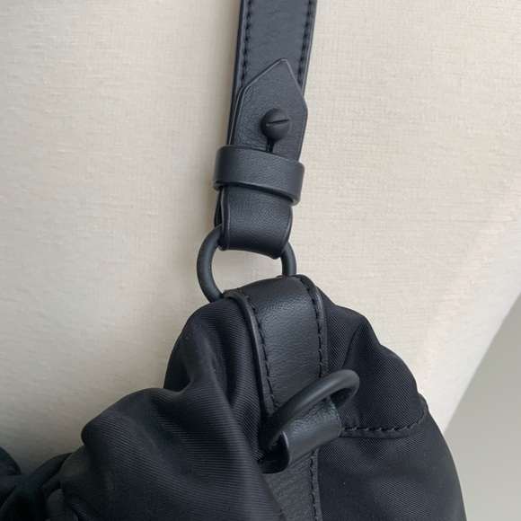 Cole Haan Black Nylon Leather Drawstring Hobo Bag - Picture 4 of 7